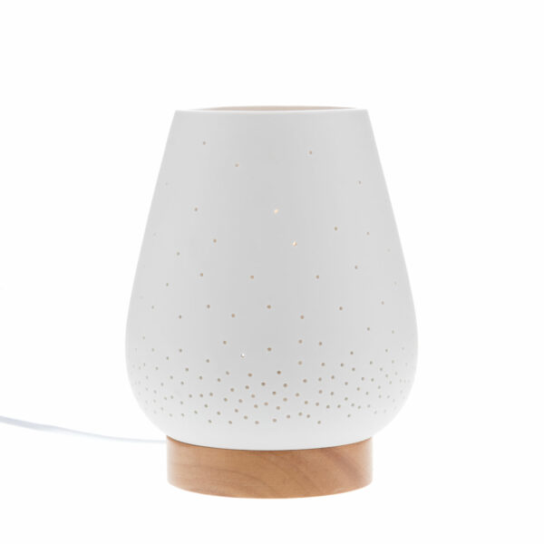 162789 - Cades design Lampe d'appoint ambiance calme zénitude relaxante blanche et bois