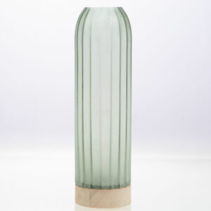 164687 - cades design amadeus vase verre vert haut fin rond bois