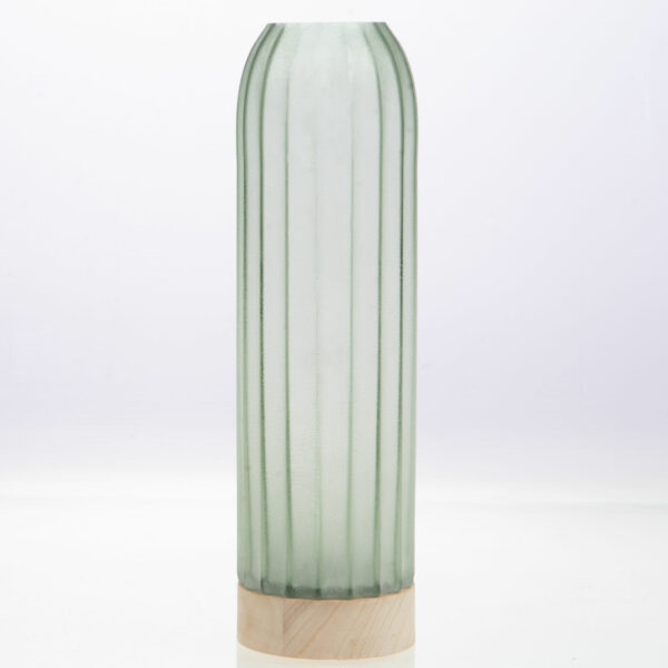 164687 - cades design amadeus vase verre vert haut fin rond bois