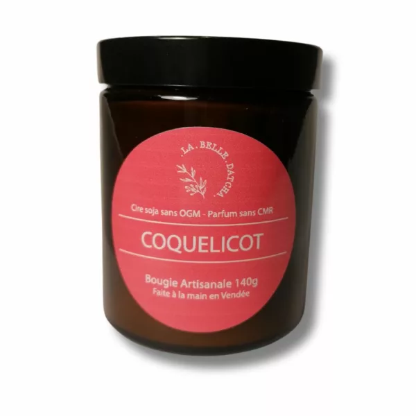 coquelicot, bougie parfumée, verre fumé, bougie parfumée, parfum doux, fleur, parfum fleuri