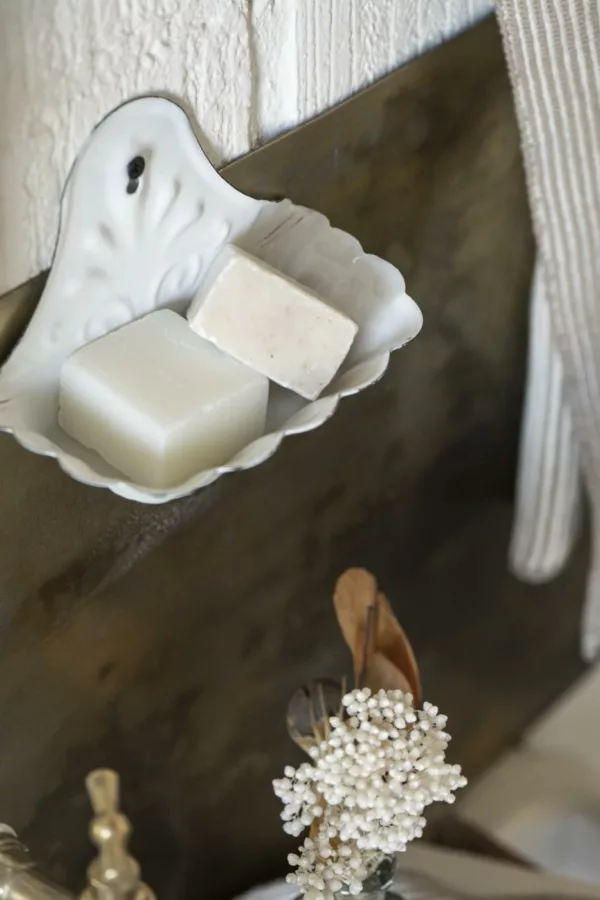 Porte-savon mural en émail blanc – Image 3