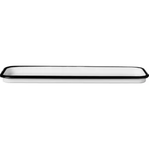 Plateau rectangle émail blanc bord noir L35